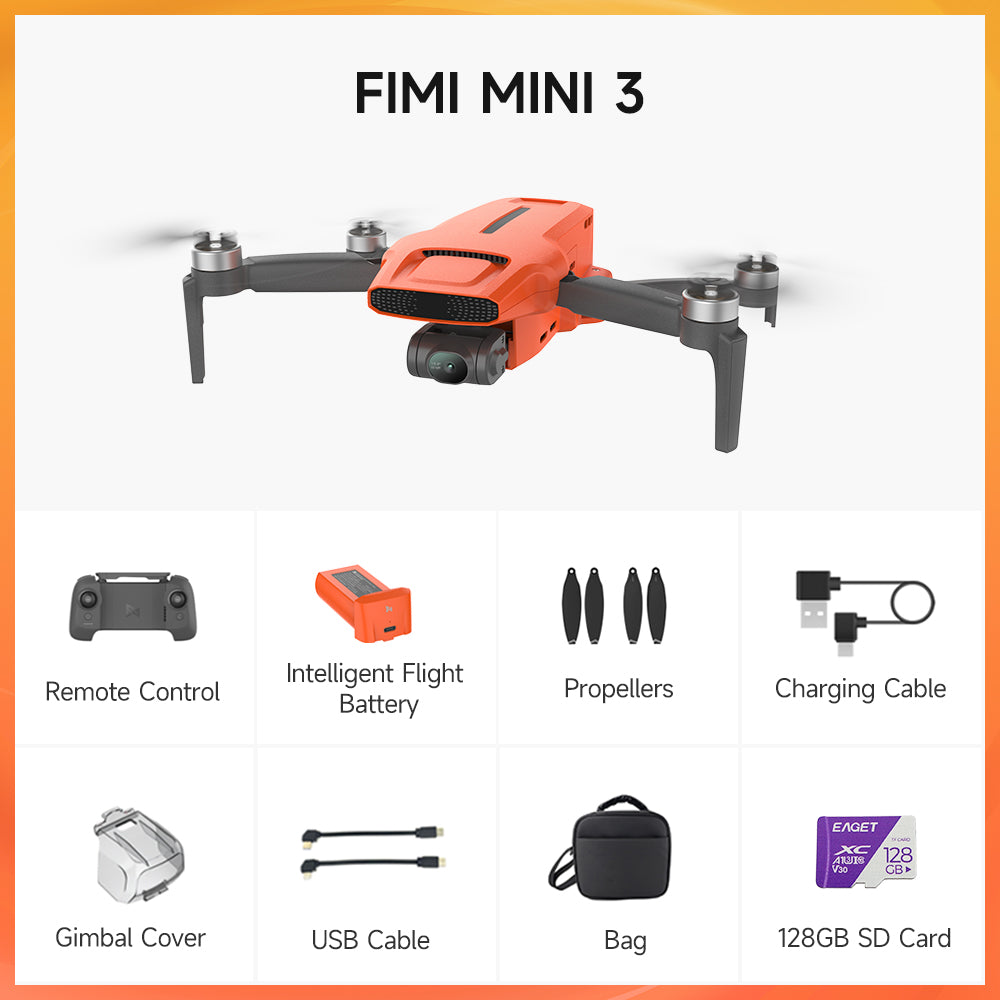 FIMI MINI 3 Camera Drone - 4K/60fps Video 1/2-inch 48MP Sensor 3-Axis AI Super Night Mode 9km Transmission