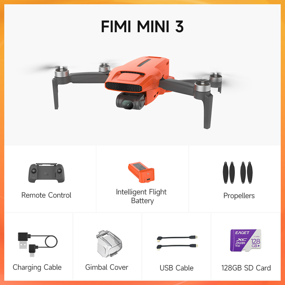 FIMI MINI 3 Camera Drone - 4K/60fps Video 1/2-inch 48MP Sensor 3-Axis AI Super Night Mode 9km Transmission