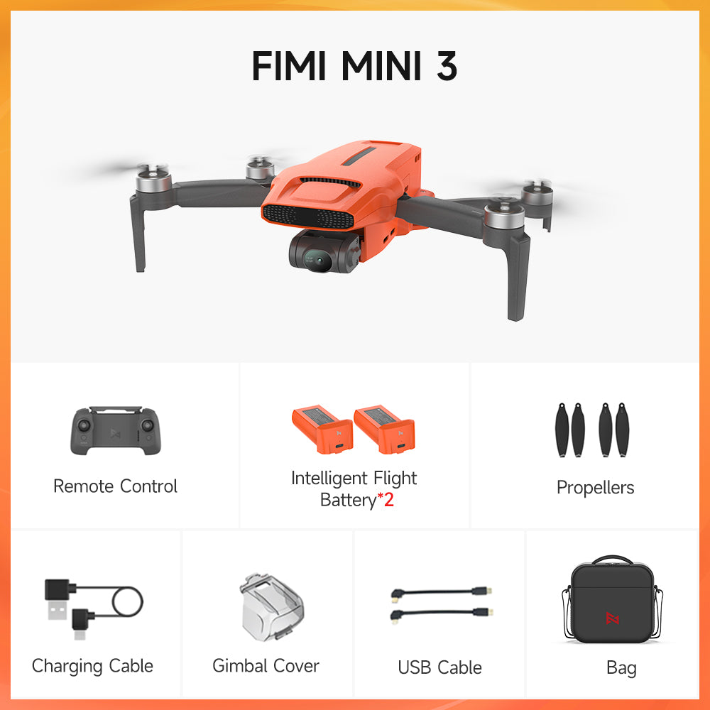 Drone FIMI MINI 3 com 2 baterias e 1 bolsa - Envio dos EUA - Fly More Combo - Sem taxas alfandegárias 