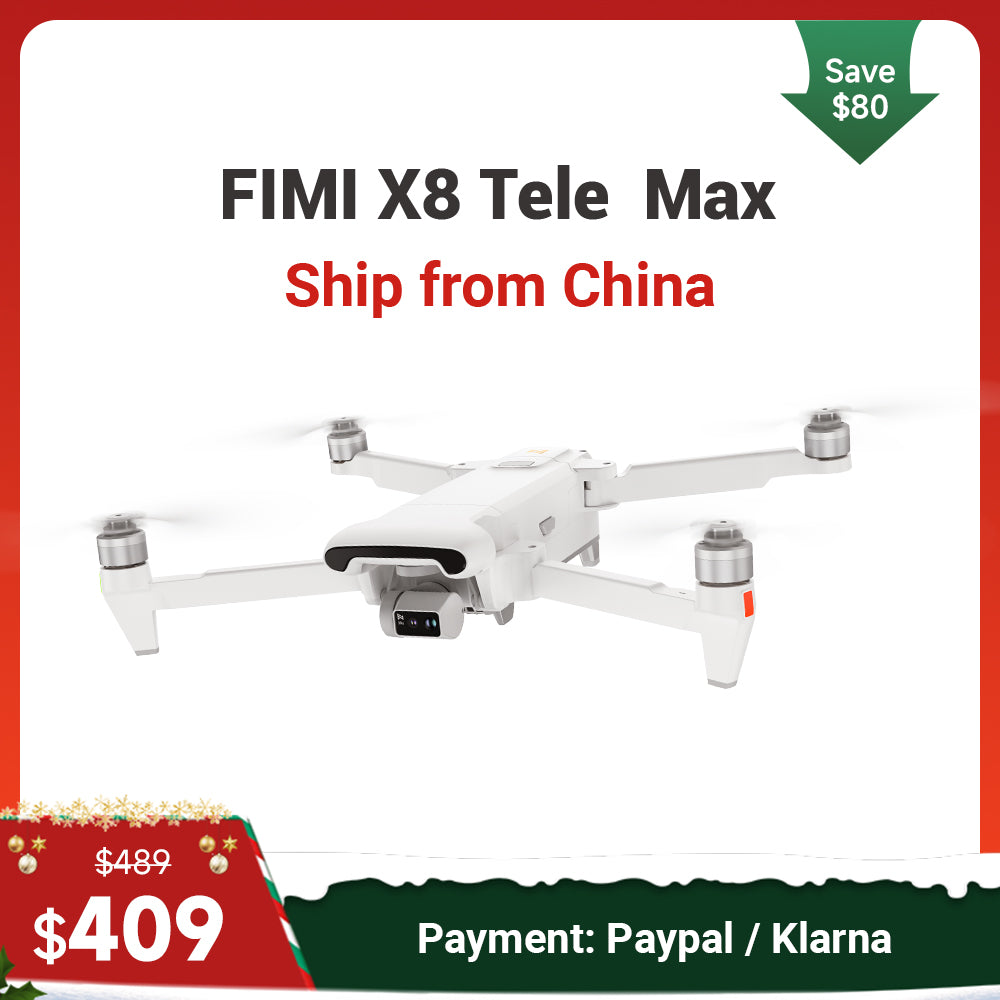 FIMI X8 Tele Max Camera Drone - 4K/60fps Video Dual Cameras 3-Axis AI Super Night Mode 20km Transmission